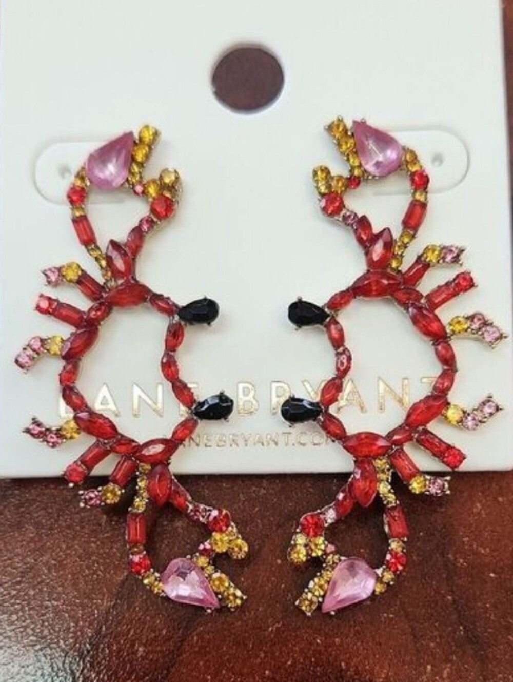 Lane Bryant Vibrant Red Black And Pink Chic Crab Earrings.